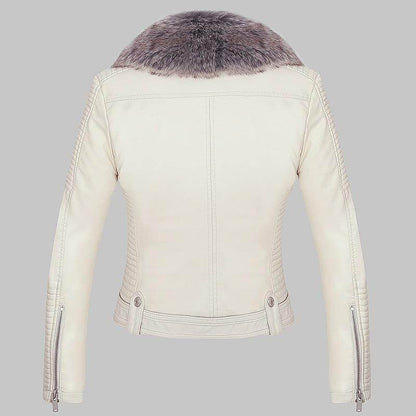 Buycenter Detachable Fur Collar Faux Leather Jacket - Stylish & Warm - Buy Center