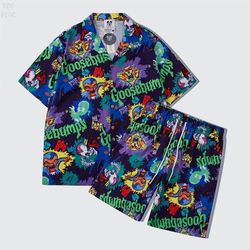 Junior Loose Street Style Shirt and Shorts Set - Comfortable Men's Pajama Set - Buy Center