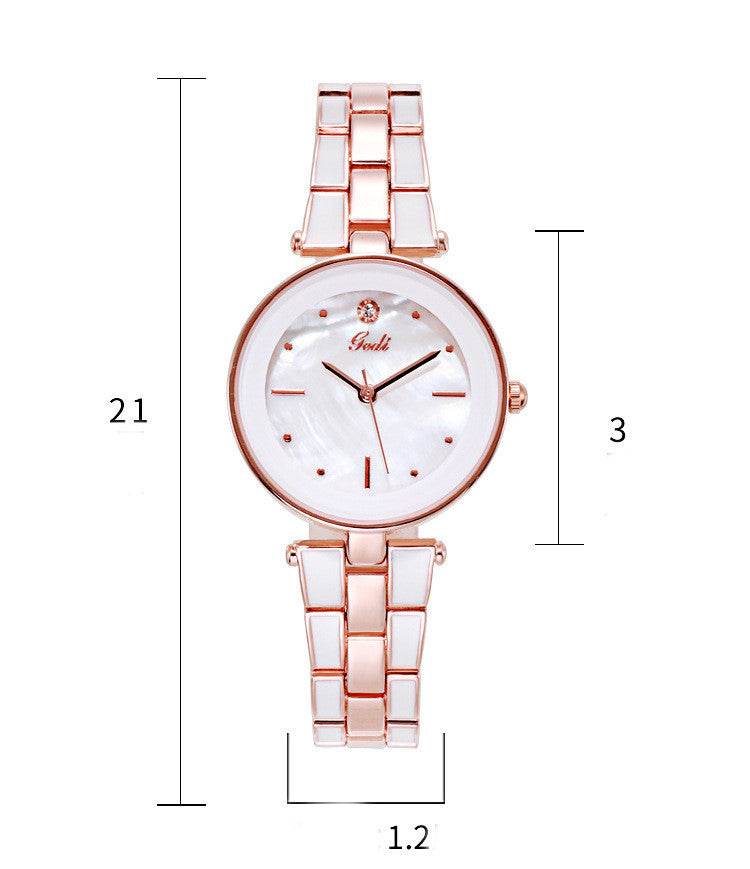 Trendy Korean Style Ladies Watch - White Quartz with Stainless Steel Strap - Buy Center