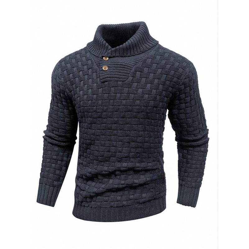 Buycenter Men's Slim Turtleneck Sweater - Trendy Button Design Pullover - Buy Center