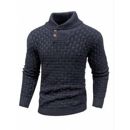 Buycenter Men's Slim Turtleneck Sweater - Trendy Button Design Pullover - Buy Center