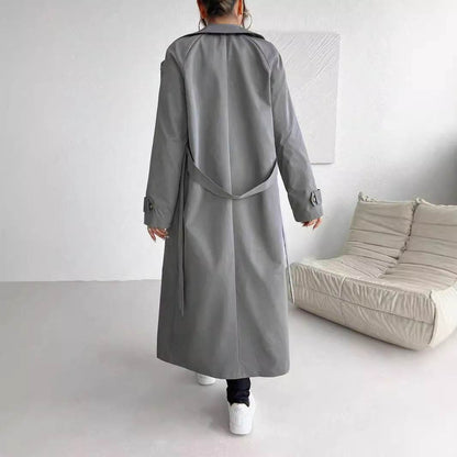 Temperament Leisure Double Breasted Coat - Elegant Gray Trench for Women - Buy Center