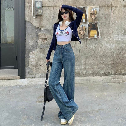 Women's High Waist Bell-Bottom Jeans - Trendy Loose Fit for Every Occasion - Buy Center