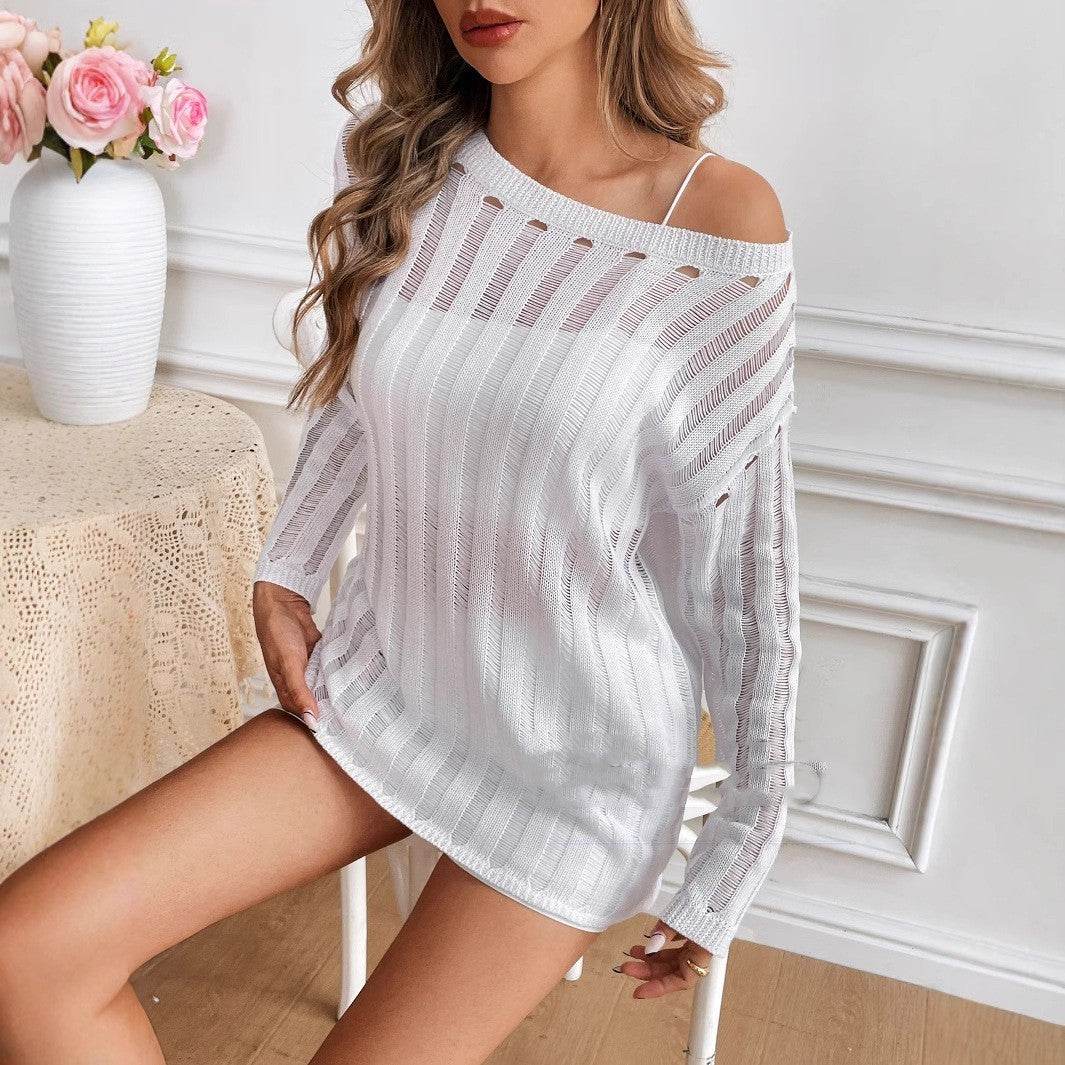 Loose Hollow Sweater Blouse - Stylish Sun Protection Top for Every Occasion - Buy Center