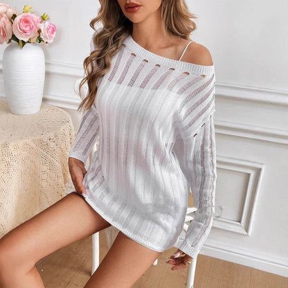 Loose Hollow Sweater Blouse - Stylish Sun Protection Top for Every Occasion - Buy Center