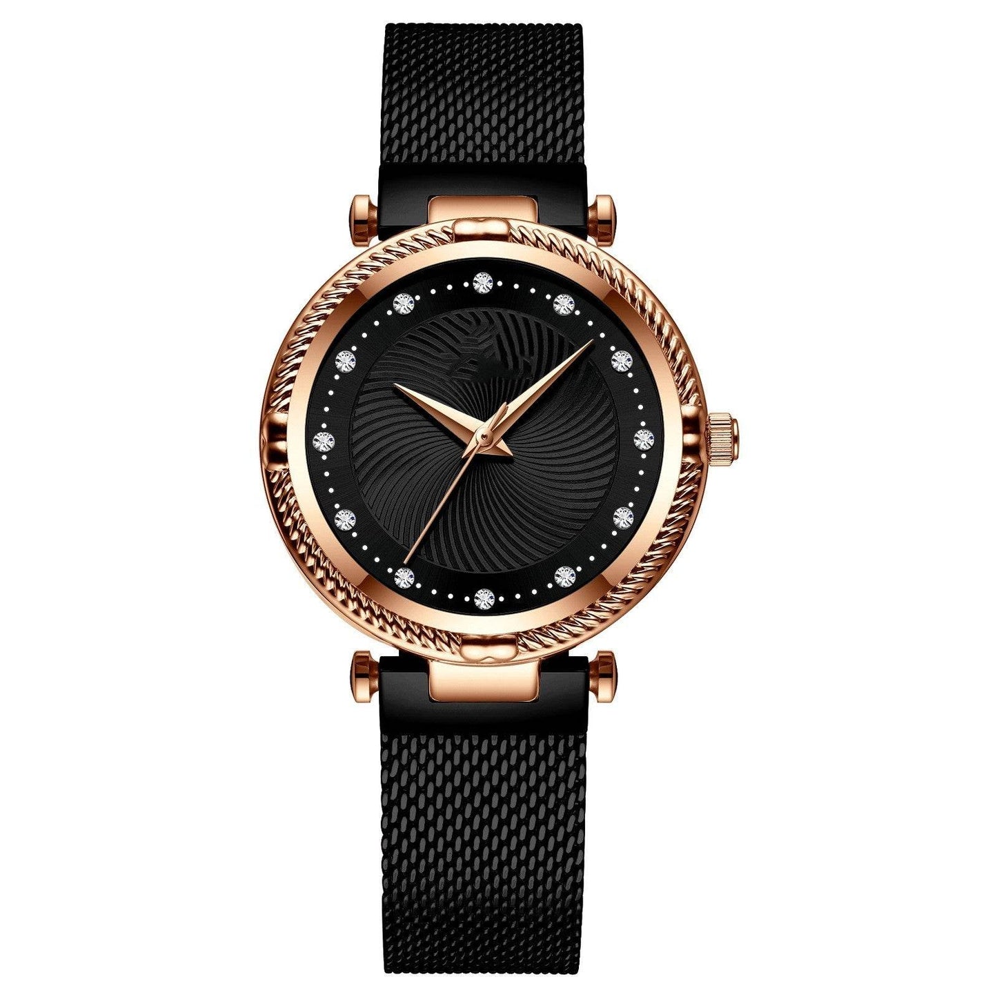Buy Center Women's Mesh Waterproof Watch - Elegant Diamond-Inlaid Design - Buy Center