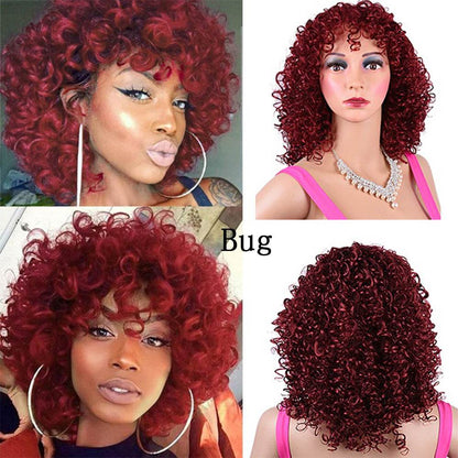 Synthetic Afro Curly Wig for Black Women - High Temp Silk, Stylish Bangs - Buy Center