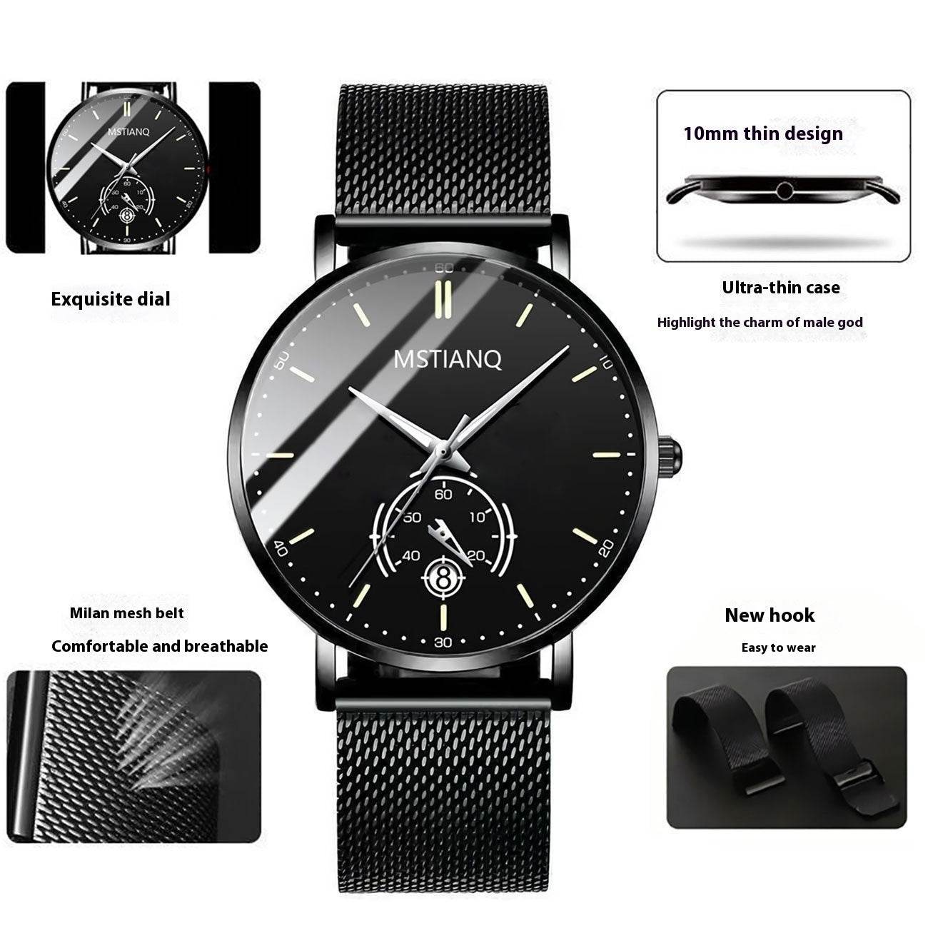 Trade Watch Stylish Black Technology Belt - Refined Steel Design, Trendy Look - Buy Center