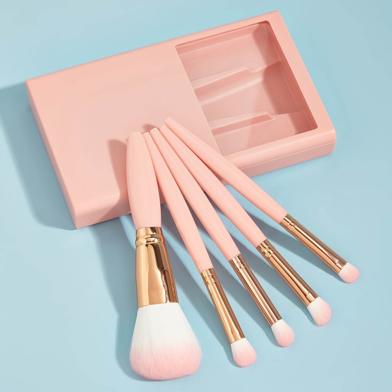 5 PCs Travel Makeup Brush Set with Mirror - Portable Beauty Essentials 2025 - Buy Center