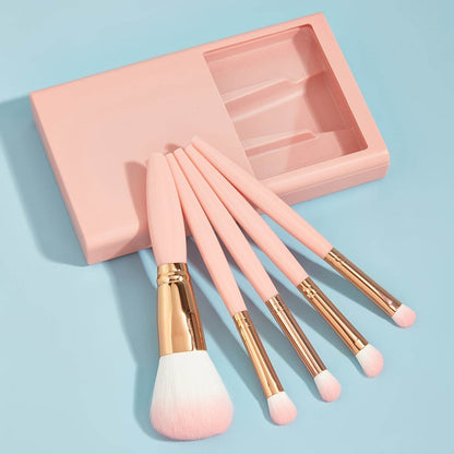 5 PCs Travel Makeup Brush Set with Mirror - Portable Beauty Essentials 2025 - Buy Center