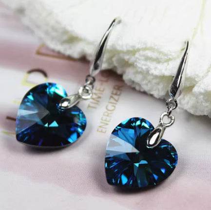 Love Earrings in 925 Silver - Elegant Blue & White for Women - Buy Center