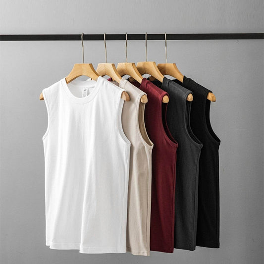 Men's Solid Color Sleeveless Fitness Waistcoat - 100% Cotton, Moisture-Wicking - Buy Center