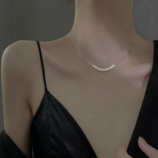 Buy Center 925 Silver Pearl Necklace for Women - Elegant Cold Style Clavicle Chain - Buy Center