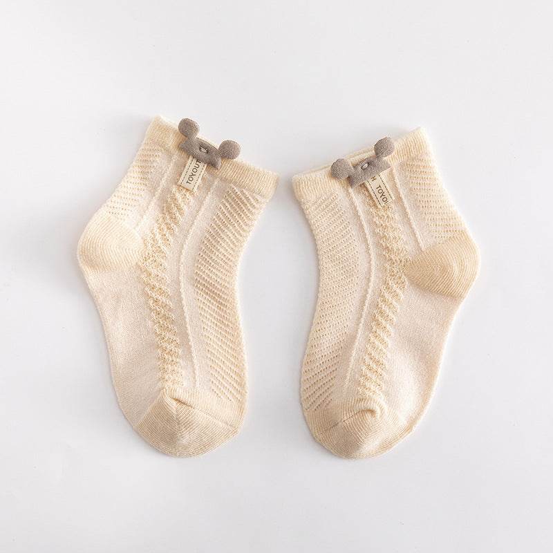 Cute Breathable Mesh Baby Socks - Thin Cotton, Striped & Cartoon Designs - Buy Center