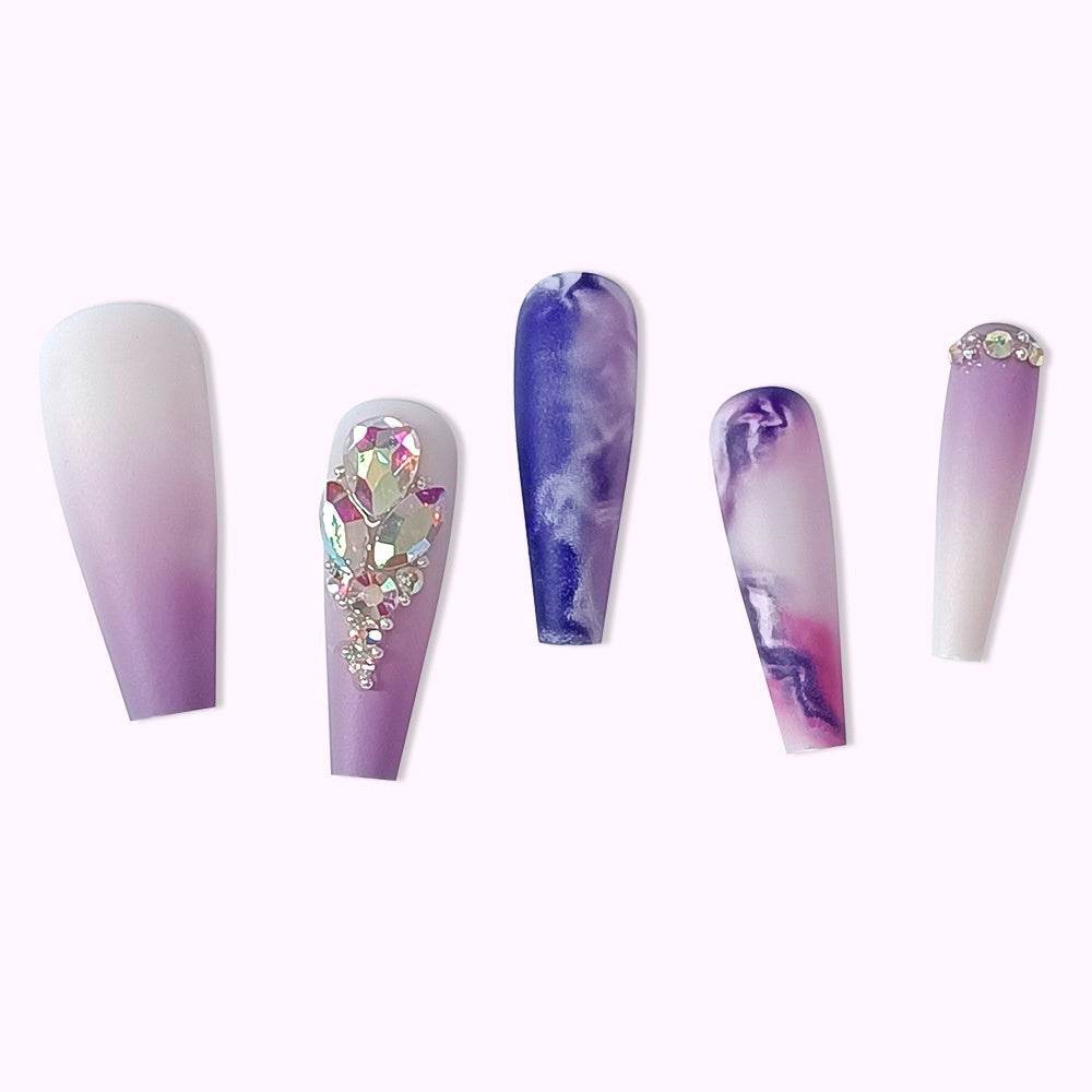 Floral Glitter Nail Set - Easy Application & Long-Lasting Shine - Buy Center