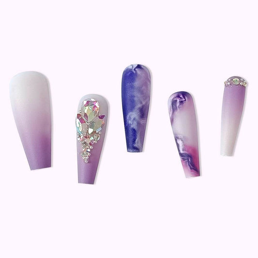 Floral Glitter Nail Set - Easy Application & Long-Lasting Shine - Buy Center