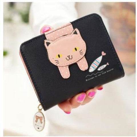 Cute Cartoon Cat Zipper Purse - Stylish PU Leather Wallet for Students - Buy Center