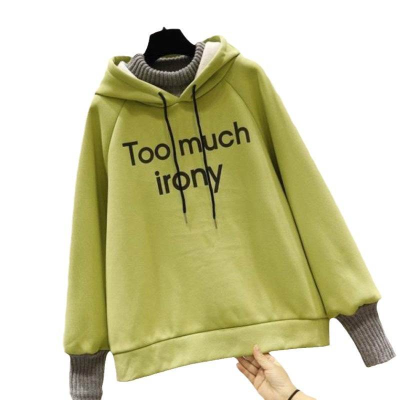 Buycenter Fake Two-Piece Hoodie - Thick Fleece-Lined Fashion Sweatshirt - Buy Center