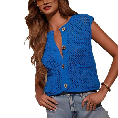 Buycenter Casual Knitted Cardigan Vest - Slim Fit, Pocket Style for Commuting - Buy Center