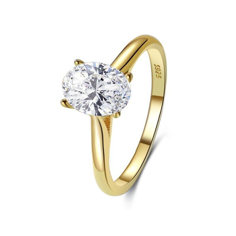 Sterling Silver Oval Zircon Ring for Women - Elegant Inlaid Design & Modern Style - Buy Center