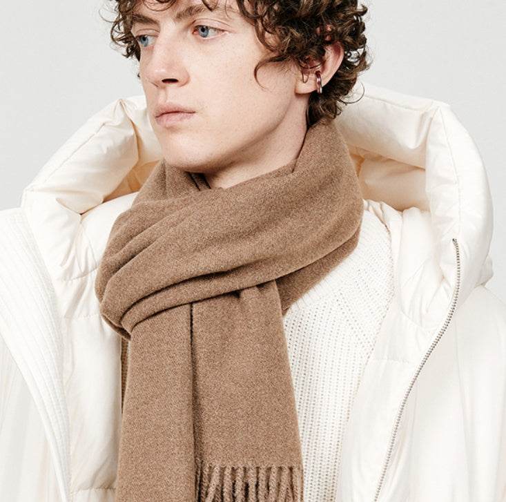 Solid Color Fringed Long Scarf - Warm, Skin-Friendly Material for Stylish Layers - Buy Center