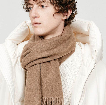 Solid Color Fringed Long Scarf - Warm, Skin-Friendly Material for Stylish Layers - Buy Center