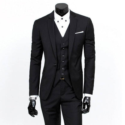 Buycenter Slim-Fit Three-Piece Suit Set - Korean Formal Wear for Winter - Buy Center