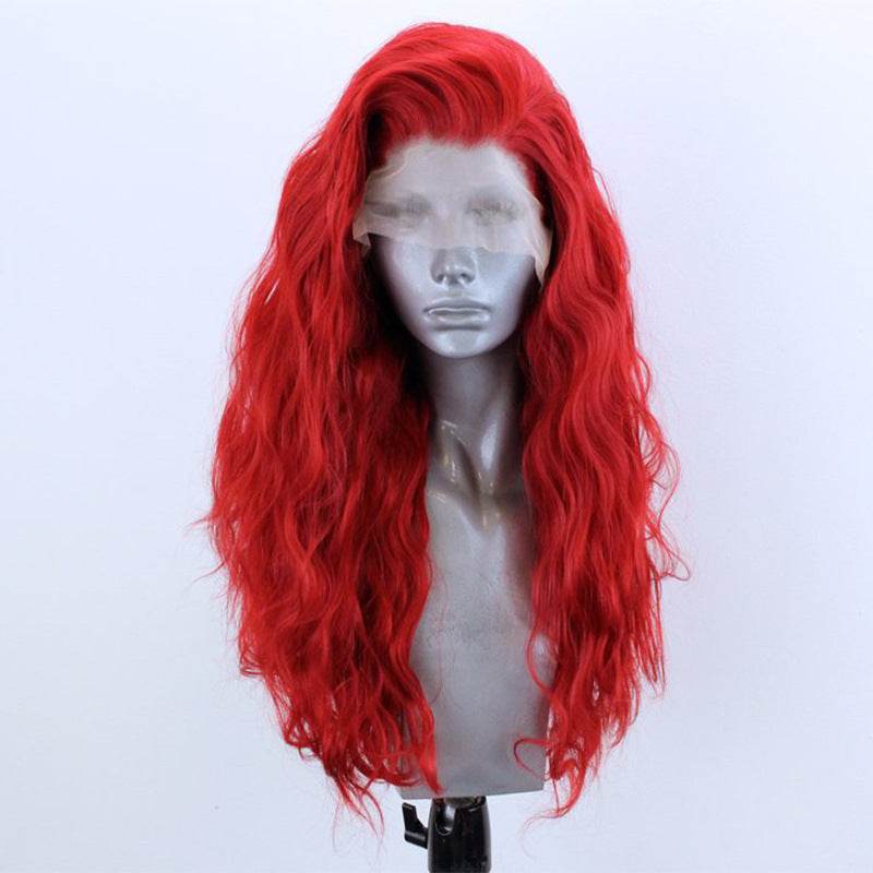 Red Curly Half-Hand Crocheted Wig - Stylish Synthetic Cosplay Hair - Buy Center