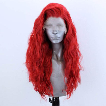 Red Curly Half-Hand Crocheted Wig - Stylish Synthetic Cosplay Hair - Buy Center