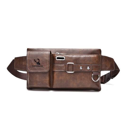 Men's Multifunctional Sports Waist Bag - Trendy Waterproof PU Leather - Buy Center