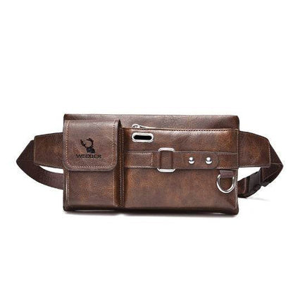 Men's Multifunctional Sports Waist Bag - Trendy Waterproof PU Leather - Buy Center