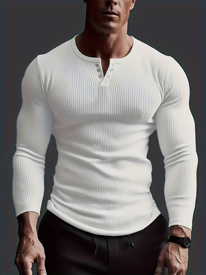 Men's Long Sleeve Crew Neck T-Shirt - Casual Solid Top for Every Season - Buy Center