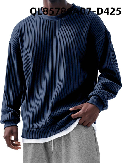 Buycenter Men's Trendy Long Sleeve Round Neck Top - Slim Fit Cardigan - Buy Center