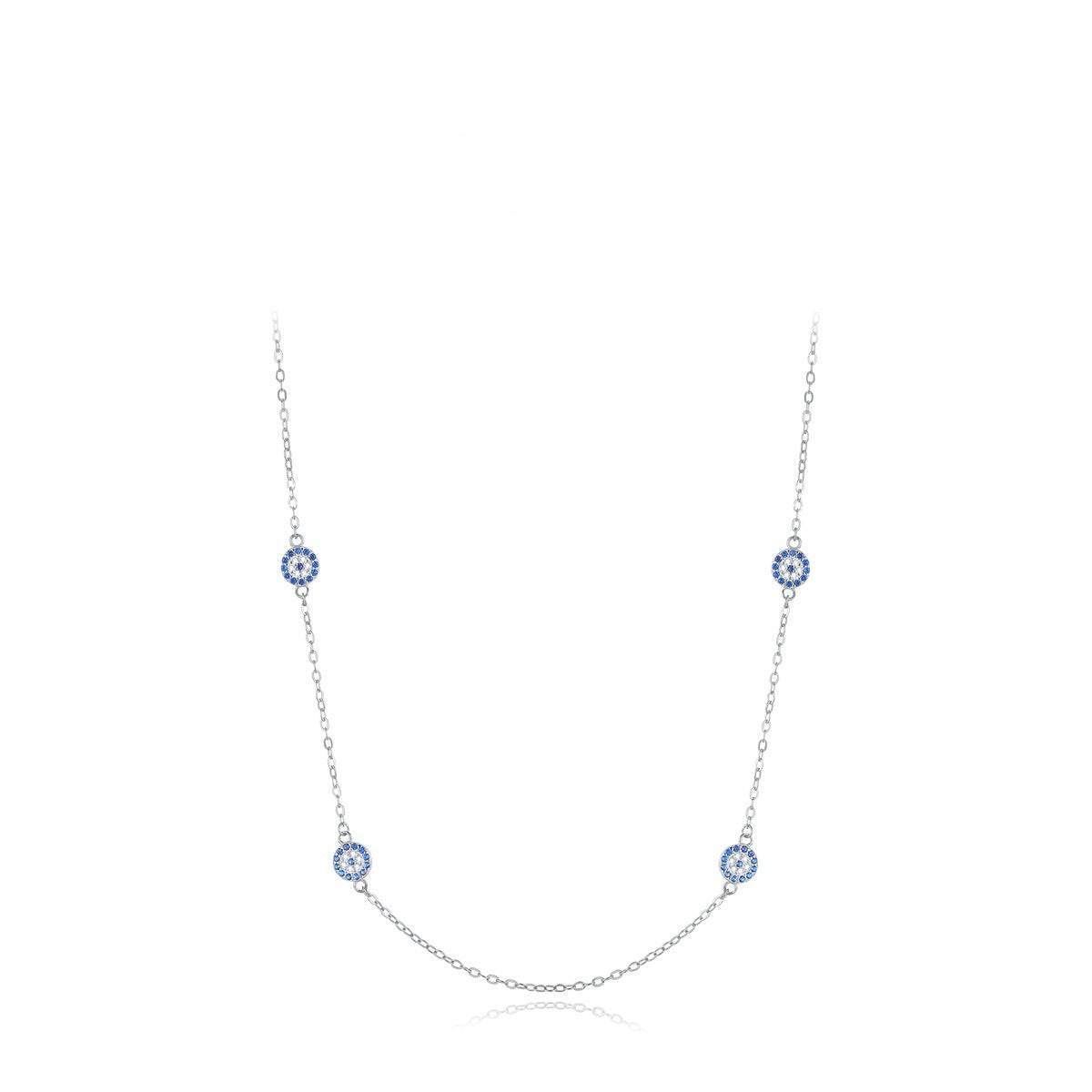 Niche Devil's Eye Necklace - 925 Silver Clavicle Chain for Women, Adjustable - Buy Center