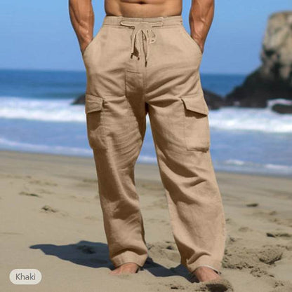 Buycenter Men's Casual Drawstring Pants - Multi-Pocket Summer Wear - Buy Center