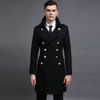 Buycenter Double-Row Woolen Coat for Men - Stylish & Comfortable Trench - Buy Center