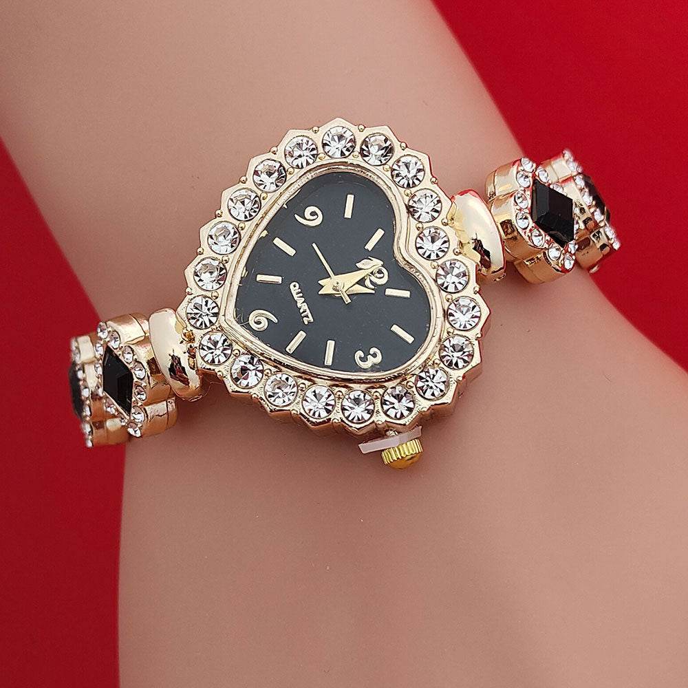 Fashion Love Shape Bracelet Watch Set - Diamond Heart Quartz Jewelry - Buy Center