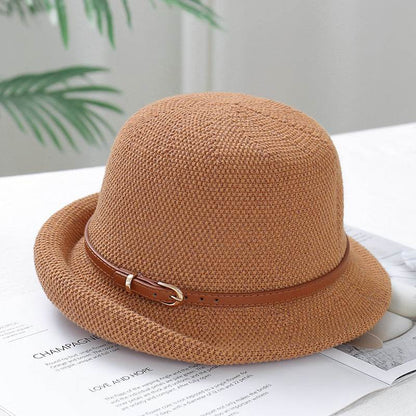 Buycenter Women's Adjustable Metal Leather Ring Bucket Hat - Sunscreen & Breathable - Buy Center