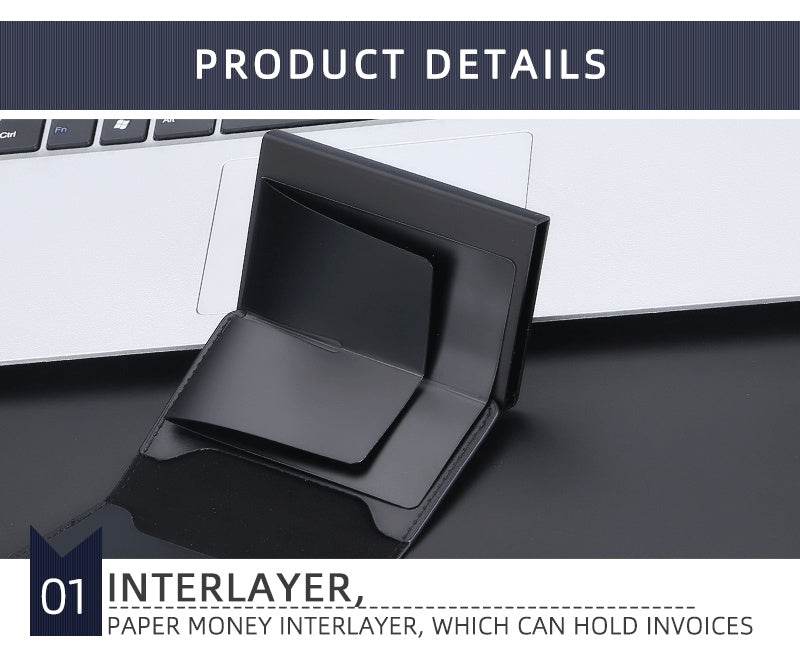 Crazy Horse Leather Card Clamp Wallet - Stylish & Anti-Degaussing for Men - Buy Center