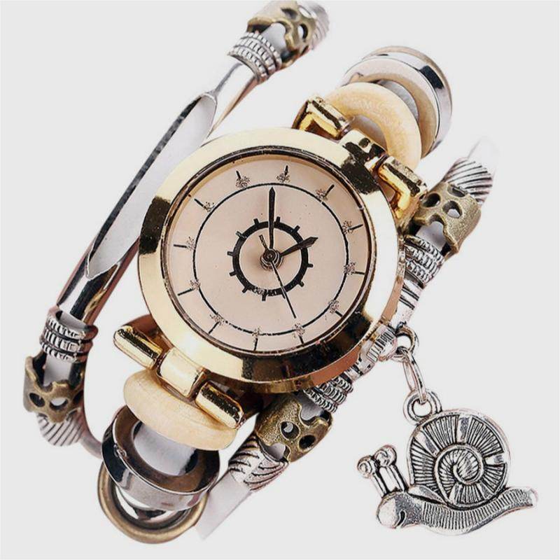 Women's Vintage Coiling Leather Bracelet Watch - Mori Style Elegant Design - Buy Center