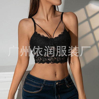 Buycenter Lace Backless Slip Top - See-Through Black Blazer for Women - Buy Center