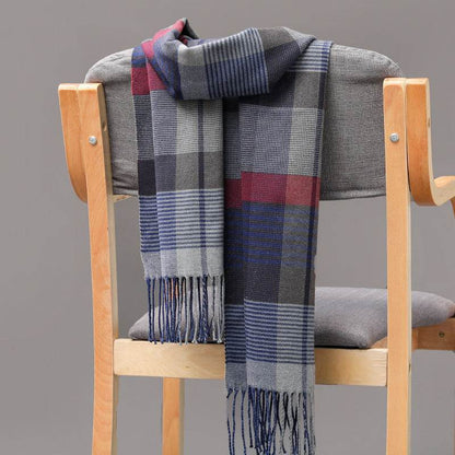 British Plaid Cashmere Scarf - Stylish Tassels, Perfect for Couples & Families - Buy Center