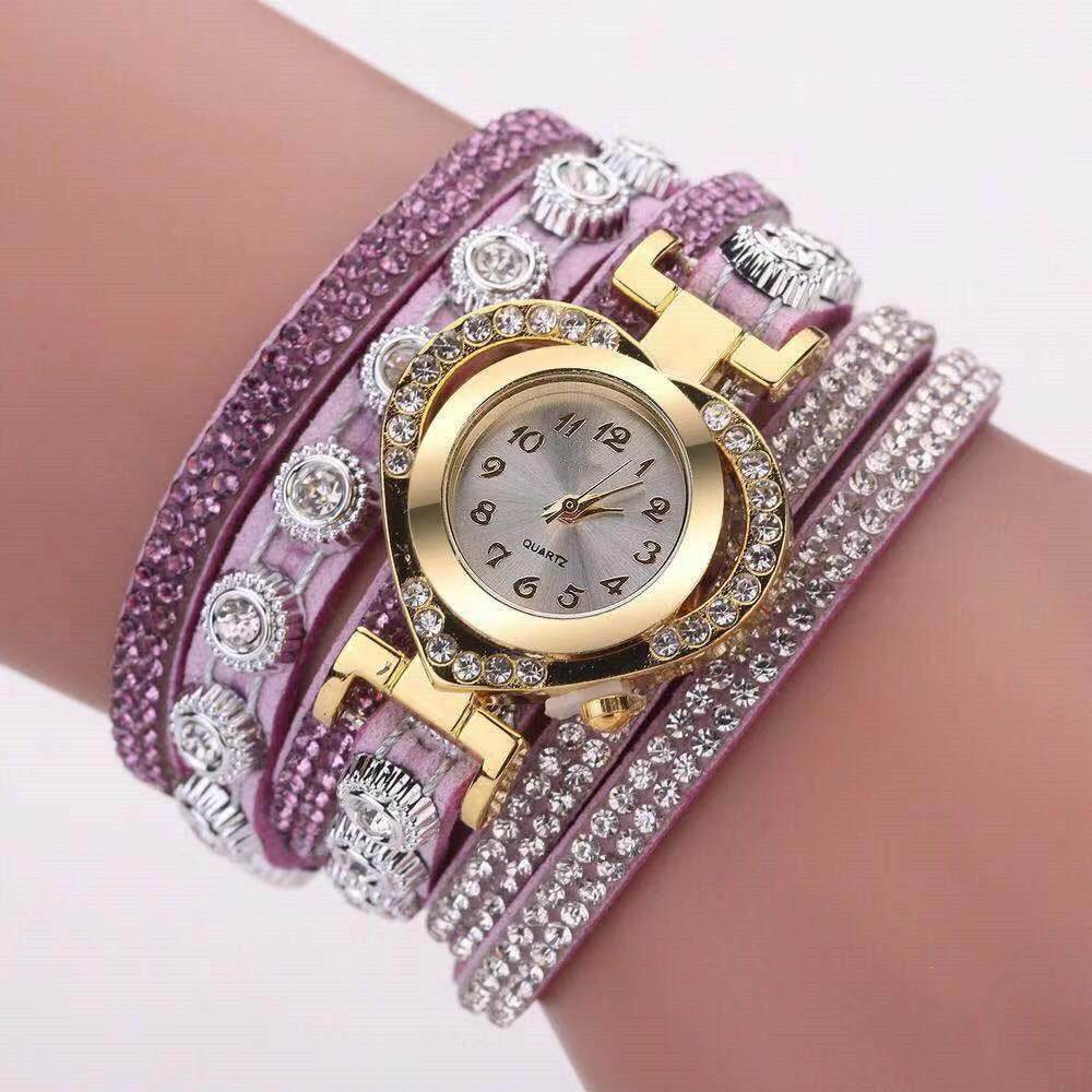 Buy Center Heart Shape Bracelet Watch - Multi-Color Diamond Dial for Women - Buy Center