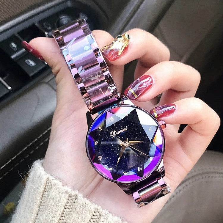 Buy Center Starry Sky Purple Steel Women's Dress Watch - Fashionable Quartz - Buy Center