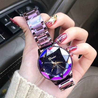 Buy Center Starry Sky Purple Steel Women's Dress Watch - Fashionable Quartz - Buy Center