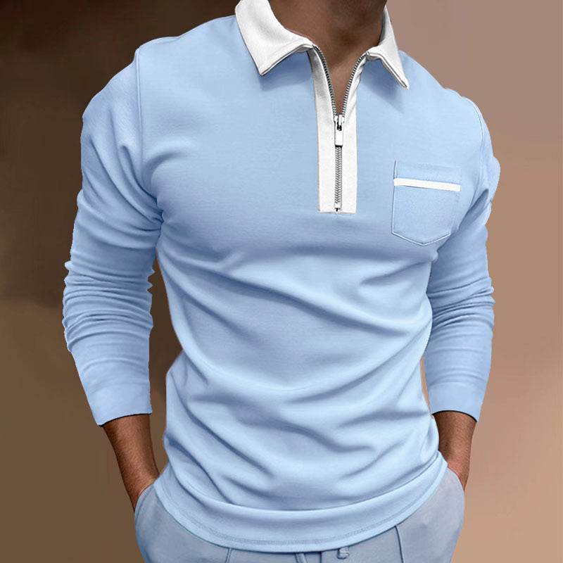 Buycenter Slim Fit Long Sleeve Men's T-Shirt - Zipper Decoration Styles - Buy Center