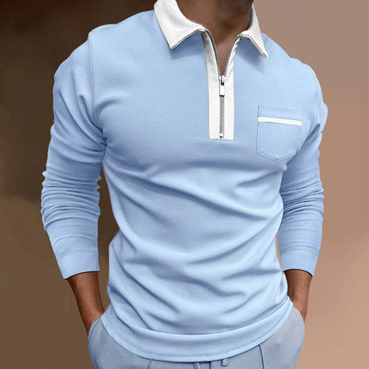 Buycenter Slim Fit Long Sleeve Men's T-Shirt - Zipper Decoration Styles - Buy Center