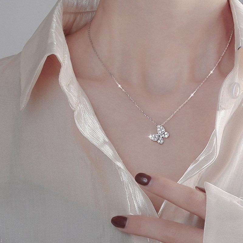 High-Grade S925 Sterling Silver Butterfly Necklace - Elegant Women's Jewelry - Buy Center