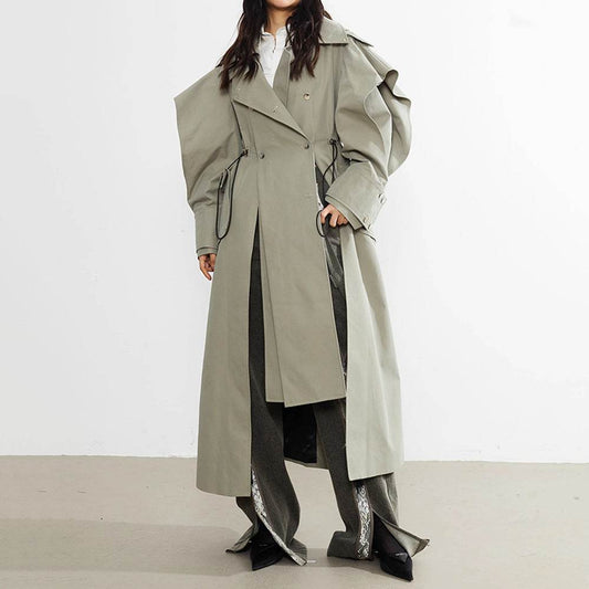 Trendy Women's Elastic Waisted Trench Coat - Autumn Street Style 2025 - Buy Center