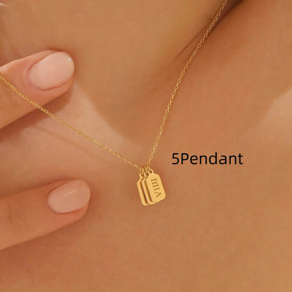 Minimalist Carved Name Pendant Necklace - Custom Stainless Steel Jewelry - Buy Center